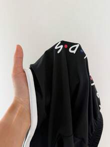 ZzzCrew FRIENDS X SHEIN Women's Comfortable Letter Print Camisole And Shorts Pajama Set, Summer - Black - View 6