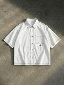EASEVO Spring/Summer Plus Size Men's Fashion Short Sleeve Shirt - White - View 6
