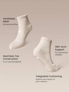 GLOWMODE 5 Pairs Socks Soft Ventilated Mesh With Embroidered Logo Workout Daily Casual - White+Apricot+Light Pink - View 5