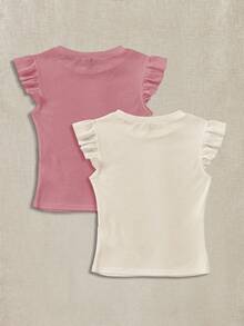 Soleia Set de 2 camisetas ajustadas de manga corta con cuello redondo y tejido acanalado - Multicolor - Ver 2