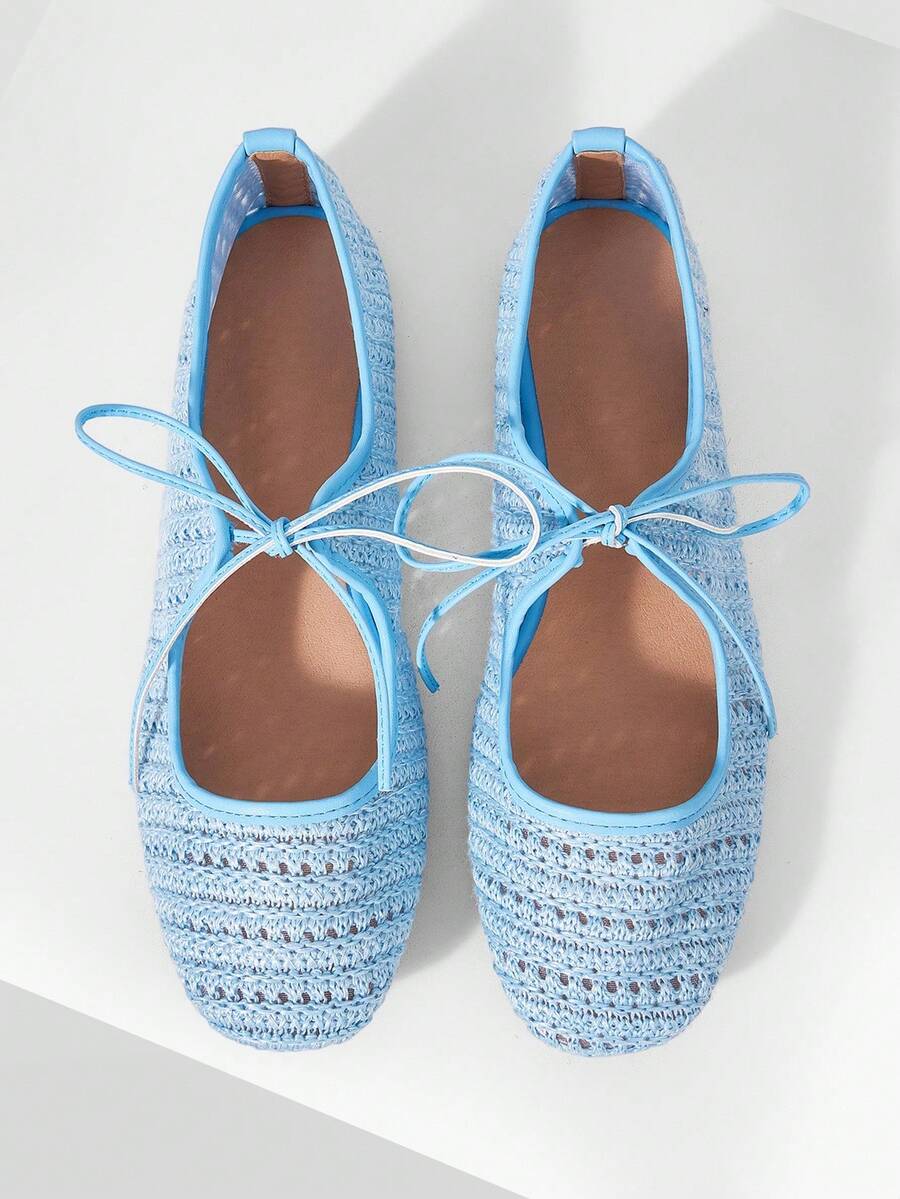 Mnmlis Women's Fashion Round Toe Strap Ins Style Flat Shoes - Blue 1 - View 1