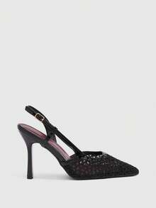 CUCCOO SZL Women's Mesh Breathable Closed Toe Versatile Temperament Sexy Elegant Black High Heels Shoes - Black - View 4
