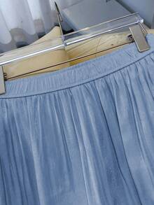 GlowEve CURVE Plus Size Women's Solid Color Casual Elegant Versatile Wide Leg Pants For Daily Wear Vacation Dusty Blue Summer - Dusty Blue - View 4