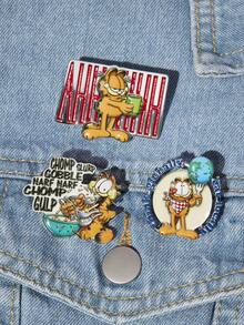 GARFIELD | SHEIN New Creative Cartoon Cat Pattern Brooch, IP Joint Design, Cute Personalized, Simple And Generous, Can Also Be Used As Accessories, Suitable For Various Parties, Concerts, Festivals, Exquisite Gifts - Platinum - View 2