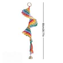 Cirelle 1pc Boho Rainbow Spiral Macrame Hanging Ornament | Hand-Woven Mobile With Brass Bell For Window, Patio - multicolor - View 3