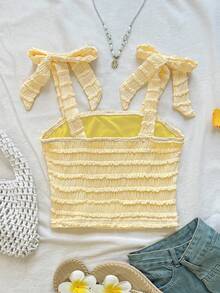 SHEIN Tween Girl Fashionable Elegant Knit Cami Tank Top - Yellow - View 4