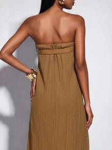 Normani Women's Solid Color Casual Sexy Elegant Dress Vacation Brown Summer - Brown - View 7