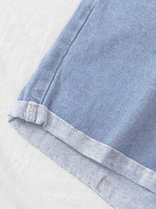 Rivivi Women's Plus Size Light Blue Elastic Waist Denim Shorts - Light Wash - View 3