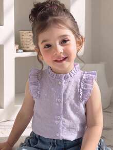 SHEIN Blusa sin mangas con volantes para niñas bebé - Púrpura malva - Ver 2