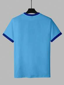 Manfinity Roughcore Camiseta de cuello redondo para hombre con diseño dinámico de degradado fluido, líneas afiladas y sutiles - Multicolor - Ver 2