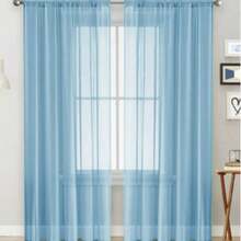 1Pc Solid Color Light-Weight Voile Curtain, Modern Minimalist Polyester Sheer Window Curtain For Bedroom, Living Room, Balcony Decoration - Multicolor - View 36