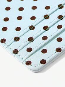 Viva Strut 1pc Light Blue Brown Polka Dot Multi-Card Holder, Retro Polka Dot Light And Thin Card Bag, Small And Large Capacity - Baby Blue - View 5