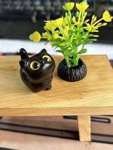 1個可愛木製貓咪雕像雕刻品 創意手工木藝藝術裝飾 好奇小貓雕像迷你飾品 適用於居家辦公室書架桌面臥室客廳裝飾 節日禮物創意 動物雕像收藏品 - 小貓 - 查看 16