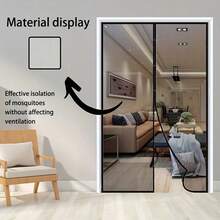 AIYYIPA 1pc Magnetic Mosquito Net Door Curtain, Summer Upgrade Windproof Screen, No Drilling Required, Mesh Curtain - Anti-Insect & Ventilation, Classic Design, Suitable For Bedroom, Living Room, RV Door And Windows, Includes Sticky Tape! - multicolor - View 4