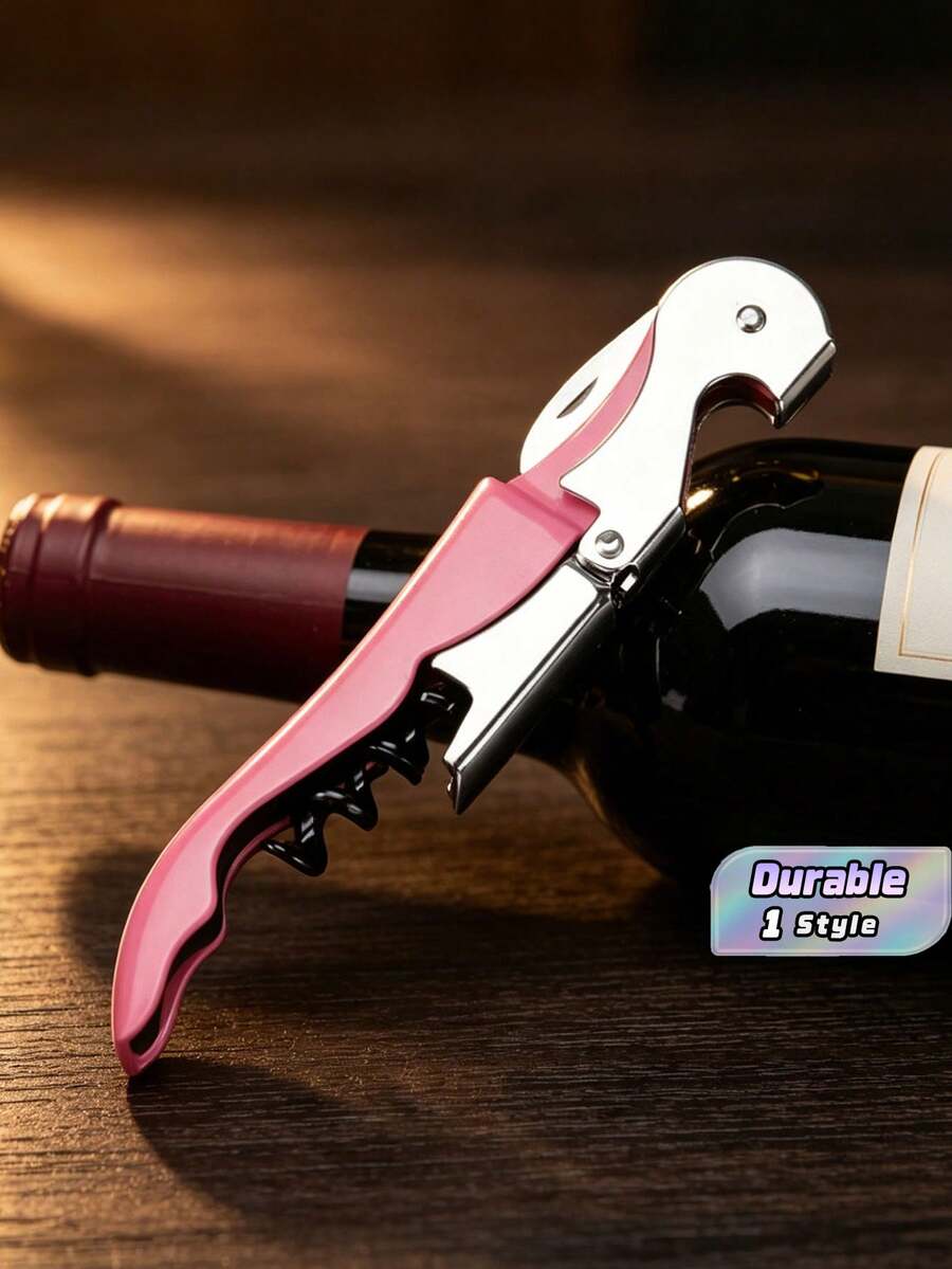 1PCPlated Signature Double Hinged Corkscrew Wine Bottle Opener And Foil Cutter, Waiter's Corkscrew Wine Key, 4.75" Christmas For Holiday Gift Giving - Rose gold - View 1