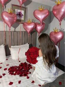 MINKOJA 6Pcs 19-Inch Crown & Heart Shaped Floating Balloons, Suitable For Wedding Decoration, Mother's Day, Proposal, Date Photo Props, Indoor/Outdoor Decor, Bridal Shower, Birthday - multicolor - View 4