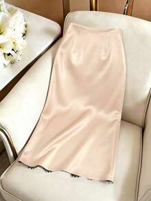 GlowEve Women's Summer Elegant Sexy Color Block Lace Patchwork Wrap Skirt Date Night Beige - Apricot - View 2