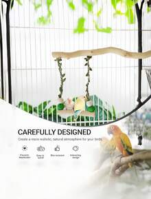 Wooden Parrot Vine Swing Climbing Stand Claw Grinding Bite Resistant Bird Cage Accessory Fun Play Toy Stress Relief Activity Perch For Budgie Cockatiel Pet Bird Daily Entertainment - View 7