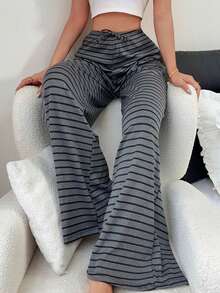 Dream Adore Women's Casual Long Pajama Pants Yarn-Dyed Striped Wide Leg Sleep Pants 2pcs/Set - Multicolor - View 7