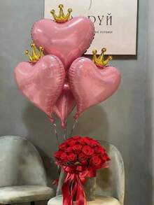 MINKOJA 6Pcs 19-Inch Crown & Heart Shaped Floating Balloons, Suitable For Wedding Decoration, Mother's Day, Proposal, Date Photo Props, Indoor/Outdoor Decor, Bridal Shower, Birthday - multicolor - View 2