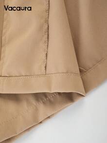 SHEIN Tween Boy Mid-Long Length Casual Lapel Loose Trench Coat, British Style Single-Breasted Holiday Beige Autumn - Khaki - View 7