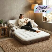 Sofá Inflável de Luxo Atualizado 5 em 1, Macio e Confortável, Feito de Materiais de Alta Qualidade, Design Inteligente, Uso Multifuncional. Pode ser Usado como Sofá e Cama de Casal. Adequado para Ambientes Internos e Externos como Sala de Estar, Quarto, Varanda, Festa no Jardim, Recreação ao Ar Livre, Viagem. Produto Essencial para Diversos Cenários e uma Excelente Opção de Presente para Feriados. Capacidade de Carga 200kg (Excluindo a Bomba de Ar), Equipamento de Camping - Multicolorido - Visão 2