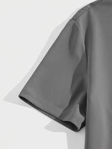 Sorvial Setelan 2 Potong Kaos dan Celana Pendek Pria Motif Slogan Abu-abu - Grey - View 5