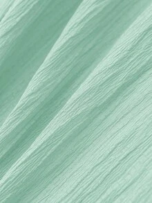 Rusticease Women's Solid Color Short Flutter Sleeve Blouse, Casual Minimalist Style, Suitable For Summer - Mint Green - View 5