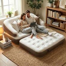 Sofá Inflável de Luxo Atualizado 5 em 1, Macio e Confortável, Feito de Materiais de Alta Qualidade, Design Inteligente, Uso Multifuncional. Pode ser Usado como Sofá e Cama de Casal. Adequado para Ambientes Internos e Externos como Sala de Estar, Quarto, Varanda, Festa no Jardim, Recreação ao Ar Livre, Viagem. Produto Essencial para Diversos Cenários e uma Excelente Opção de Presente para Feriados. Capacidade de Carga 200kg (Excluindo a Bomba de Ar), Equipamento de Camping - Multicolorido - Visão 10