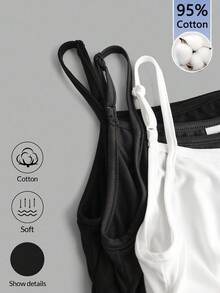 SHEIN Girlism Conjunto de 3 piezas de top camisola plisado de color liso casual para niña preadolescente, algodón, para la escuela, negro, gris, blanco, verano - Multicolor - Ver 3