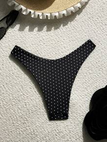 Swim Mod 2026 Women's Summer Beach Polka Dot Print Bikini Bottoms, Random Print - Multicolor - View 2