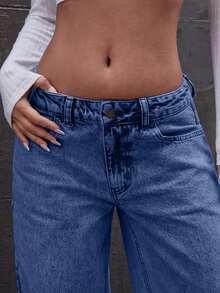 EURMUSE LOW RISE WIDELEG JEAN WITH BOW DETAILS - Teal Blue - View 3