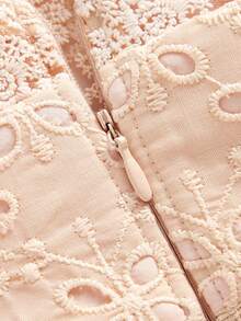 MOTF PREMIUM VESTIDO CON CUELLO EN V DE ENCAJE Y PATCHWORK, PRIMAVERA/VERANO - Sugar Pink - Ver 5