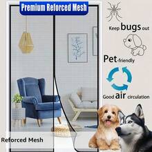 AIYYIPA 1pc Magnetic Mosquito Net Door Curtain, Summer Upgrade Windproof Screen, No Drilling Required, Mesh Curtain - Anti-Insect & Ventilation, Classic Design, Suitable For Bedroom, Living Room, RV Door And Windows, Includes Sticky Tape! - multicolor - View 5