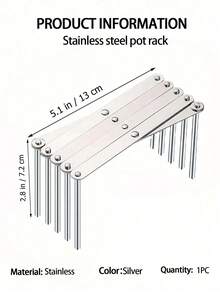 1pc Kitchen Stainless Steel Pan Shelf Side Pot Lid Rack Telescopic Folding Storage Rack Row Skeleton Grill - Silver - View 9