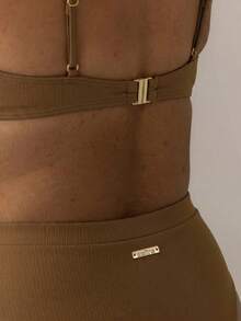 Aralina Curve Cute Striped Underwire High Waisted Bikini Set With Swim Bag For Vacation And 4th Of July Perfect For Summer Outfits And Beach Days - Brown - View 6