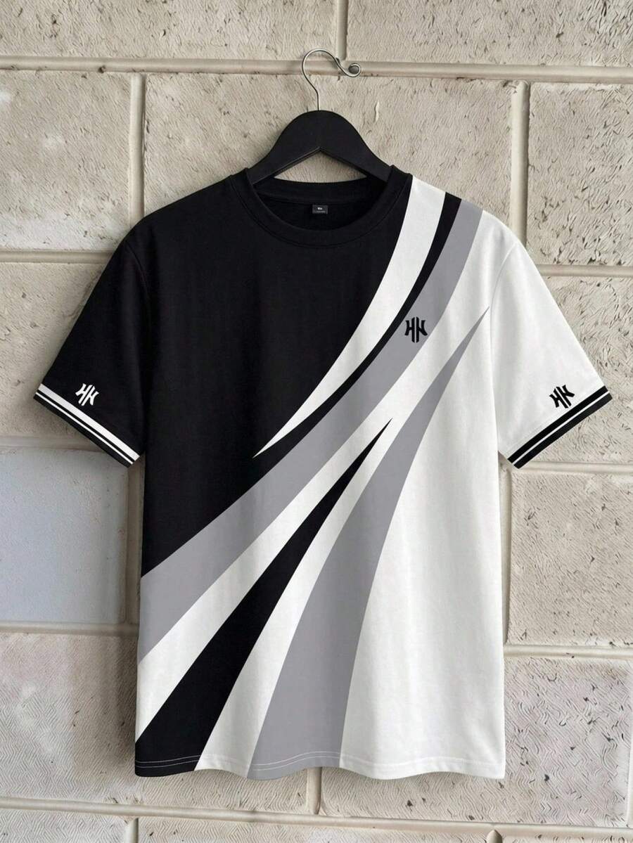 RHETRK 男士时尚夏季休闲运动服,男士上衣,腹部肌肉处饰有鸭子图案印花设计 - 查看 1
