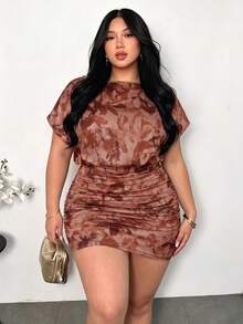 Women's Casual Dress With Patches And Ruching, Size [Size] - Multicolor 5 - View 4