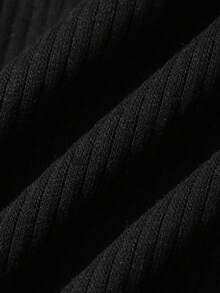 Strévra Bandeau Style Solid Color Ribbed Vacation Casual Basic Top Going Out Night Black Summer - Black - View 6