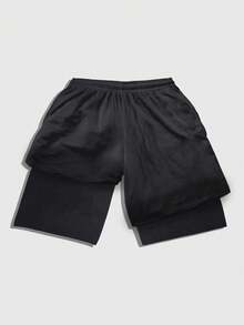 ROMWE MEN Anime Men's Snake Head Print Drawstring Waist Double-Layer Shorts - Multicolor - View 2