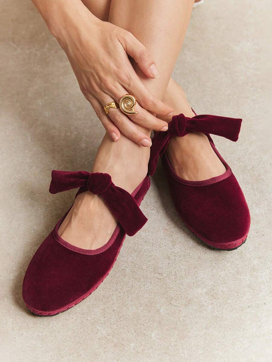 Rosivie Women's Bow Design Casual Versatile Fashion Flat Shoes For Christmas - fuchsia - View 1