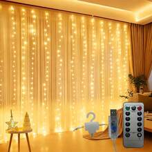 Window Curtain Lights, Warm Lighting, USB Powered, 8 Modes Remote Control, Hanging Lights For Bedroom, Indoor, Outdoor, Wedding Party - Multicolor - View 2