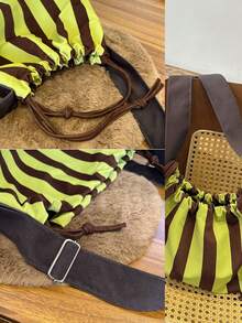 A Vertical Multi-Color Backpack With A Multi-Functional Portable Strap That Has A Drawstring Closure. It Can Be Carried By Hand Or Worn On The Back. It Is Reusable And Suitable For Occasions Such As School, Work, Camping, And Picnics. - Multicolor - View 2