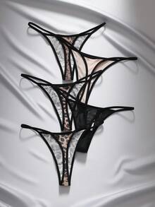 EmpressEnvy 5pcs Casual Leopard Print Sexy Low Waist G-Strings Set ClassicAnimalPrint - Multicolor - View 2