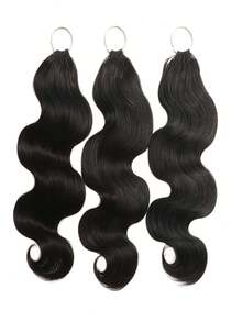Boho Braids Body Wave Curly Feather Crochet Human Hair Pre-Separated Invisible Miracle Knots Reusable Bulk Human Hair With String Natural Black Crochet Hair Extensions - SNatural - View 8