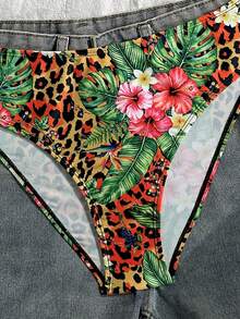 Swim Vcay 2pcs Women's Leopard Print Random Pattern Strapless Bikini Swimsuit Set, Suitable For Summer Beach Vacation Wear - Multicolor - View 5