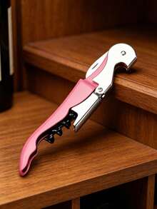 1PCPlated Signature Double Hinged Corkscrew Wine Bottle Opener And Foil Cutter, Waiter's Corkscrew Wine Key, 4.75" Christmas For Holiday Gift Giving - Rose gold - View 7