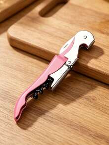 1PCPlated Signature Double Hinged Corkscrew Wine Bottle Opener And Foil Cutter, Waiter's Corkscrew Wine Key, 4.75" Christmas For Holiday Gift Giving - Rose gold - View 2