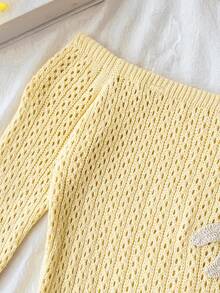 SHEIN 青少年女孩夏季海灘度假奶油黃露肩海星裝飾罩衫 - 黃色 - 查看 5