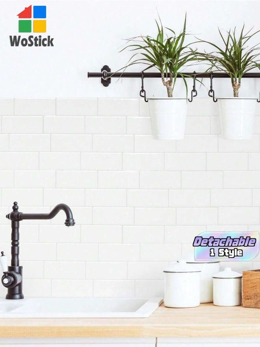 20 Pcs Waterproof Brick Textured 3D Wall Panels, DIY Tile Stickers, Removable Self-Adhesive Wall Tiles For Kitchen Bathroom Backsplash And Holiday Decor - View 1